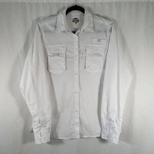 Banana Boat Fishing Shirt Size Large White Button Up Long Sleeve Front Pocket